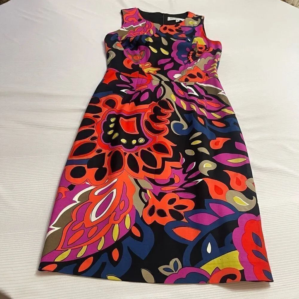 Trina Turk Psychedelic Colorful Sheath Dress Size 0